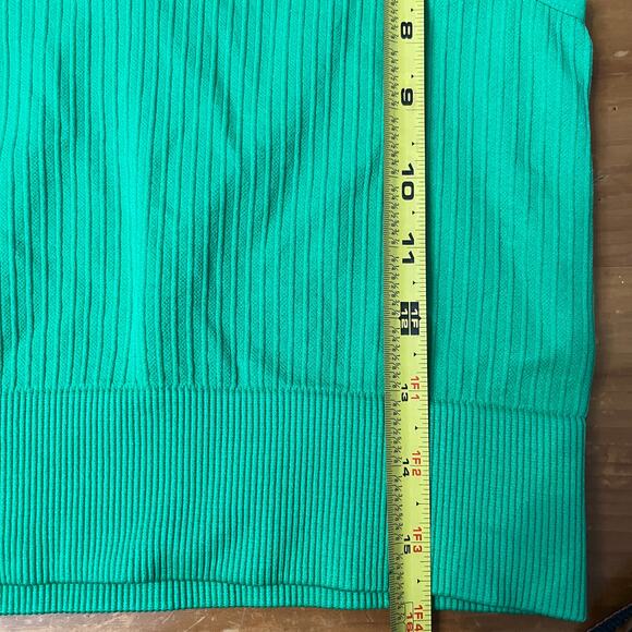 DVF for Target Seamless Collared Ribbed Polo Cropped Fitted Top Green  XS - Picture 7 of 7